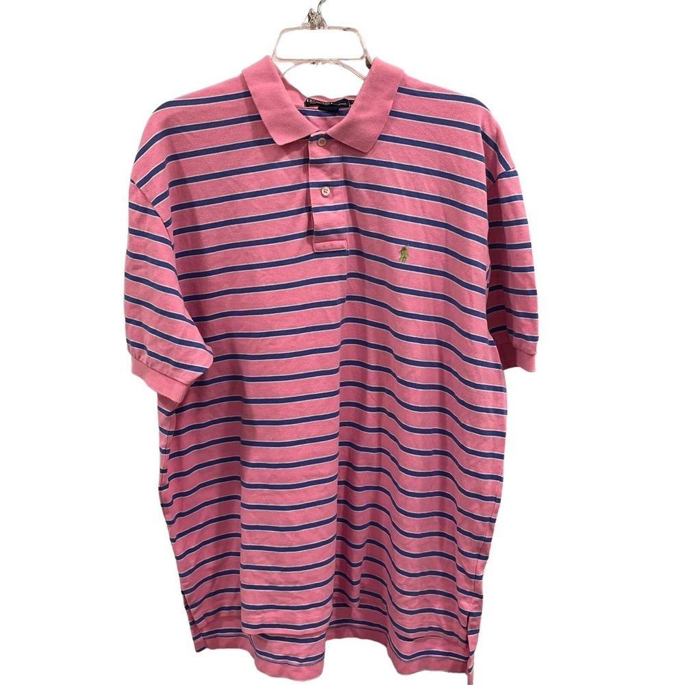 Polo Ralph Lauren Shirt Mens Sz XXL Pink Blue and Green Stripes Short Sleeve
